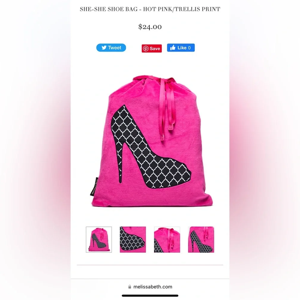 NEW Hot Pink, Black & White Velour Travel Laundry / Shoe & Cosmetics Makeup Bags